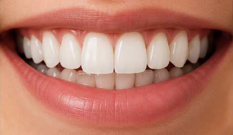 Dientes limpios, blancos y sin manchas después de la limpieza